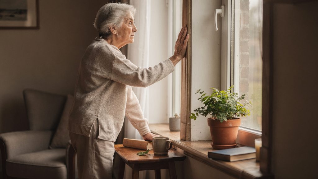 Transportiert die typische Situation bei Nießbrauch/Wohnrecht: Die berechtigte Person nutzt die Immobilie weiter, was Käuferkreis und Vermarktung beeinflusst.