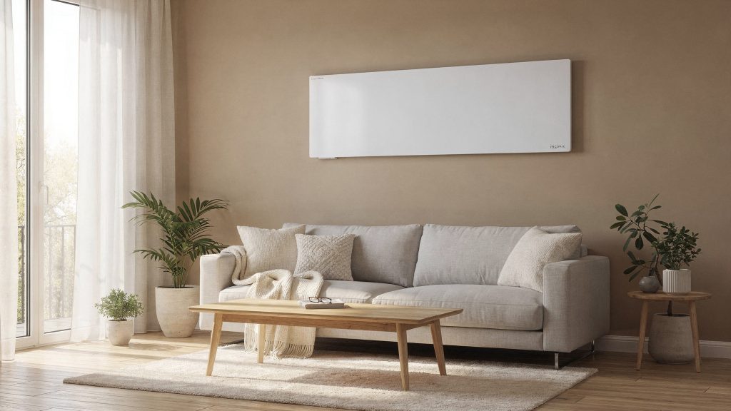 Zeigt die Kerntechnik der Infrarotheizung als platzsparende, schnell installierbare Lösung.