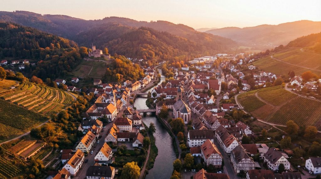 Dieses Bild zeigt Gernsbach als Ort, der durch seine malerische Lage und die Kombination von Natur und Stadt eine einzigartige Preisstruktur aufweist.