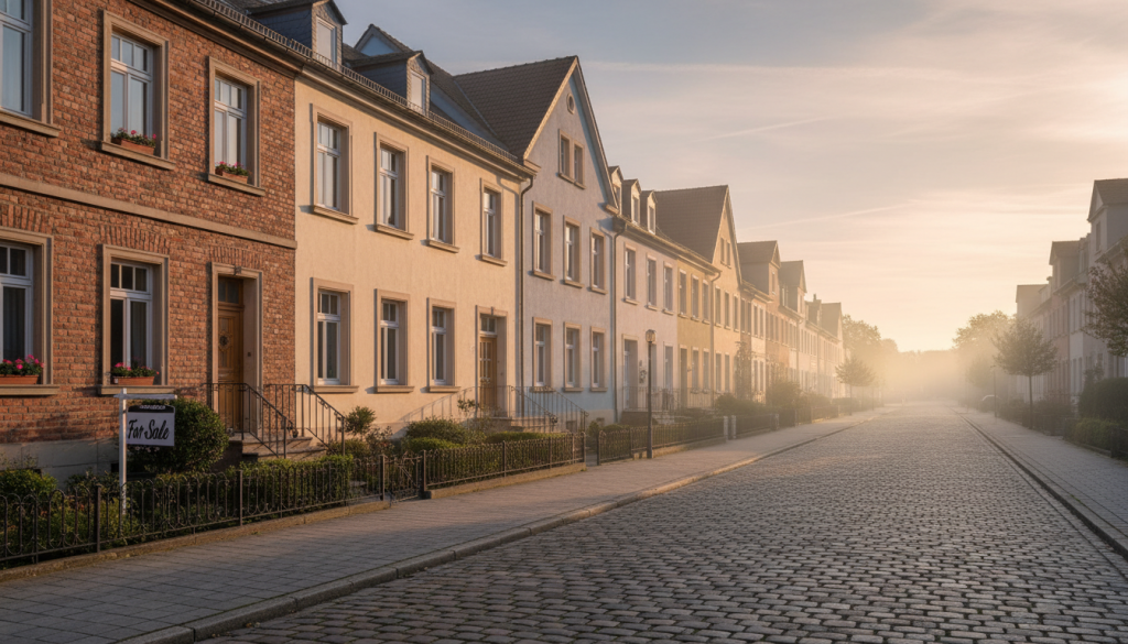 Diese Szene verbindet die lokale Mikrolage mit einer positiven Stimmung, die den Wert einer Immobilie lebendig macht und Hoffnung auf den bestmöglichen Verkaufspreis erzeugt.