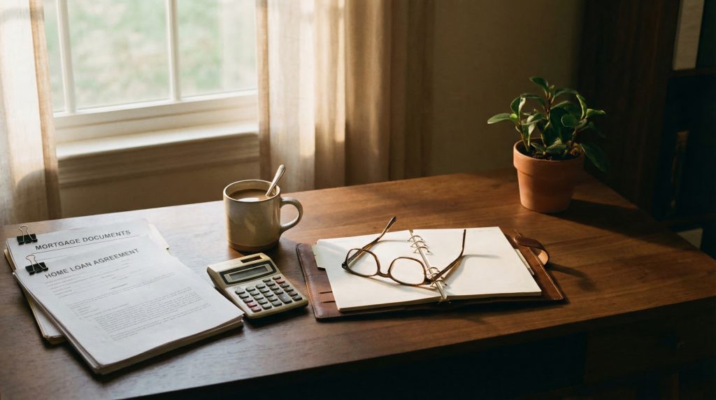 Das Bild symbolisiert den Prozess der sorgfältigen Finanzplanung und unterstreicht die Bedeutung einer durchdachten Kalkulation für eine erfolgreiche Immobilienfinanzierung.