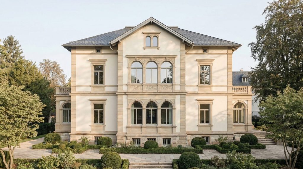 Das Motiv verbindet die für Baden-Baden typische elegante Altbau-Architektur mit einer glaubwürdigen, hochwertigen Darstellung. So wirkt das Bild repräsentativ und exklusiv, ohne unrealistisch zu erscheinen – ideal für einen Artikel über eine realistische Immobilienbewertung.