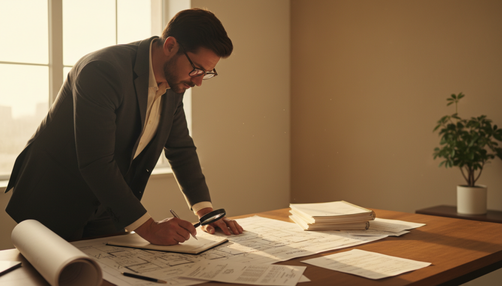 Das Bild zeigt den prüfenden Blick des Gutachters, der die fundierte Bewertung symbolisiert – es transportiert Vertrauen und Präzision, zentral für eine korrekte Immobilienbewertung.