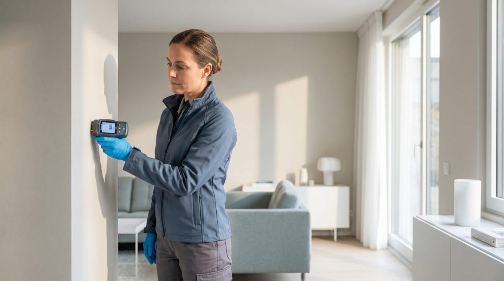 Diese Aufnahme visualisiert die Wichtigkeit der frühzeitigen Schadensdiagnose mit moderner Technik und schafft Vertrauen in professionelle Instandsetzung.