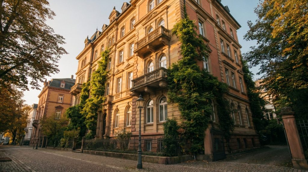 Das Bild erzählt von der Einzigartigkeit und Wertigkeit der Immobilien in Baden-Baden und ruft eine ruhige, ehrwürdige Atmosphäre hervor, die den emotionalen Wert hochwertiger Vermietungen unterstreicht.