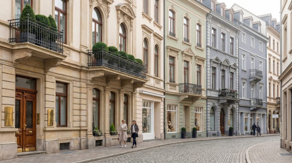 Das Motiv transportiert sofort den Charakter von Baden-Baden: repräsentative Altbauarchitektur, Werthaltigkeit und gepflegte Immobilien. Für einen Artikel über effektive Hausverwaltung ist eine hochwertig erhaltene Straßenzeile ideal, weil sie Professionalität, Substanzpflege und die Attraktivität gut verwalteter Objekte visuell sichtbar macht.